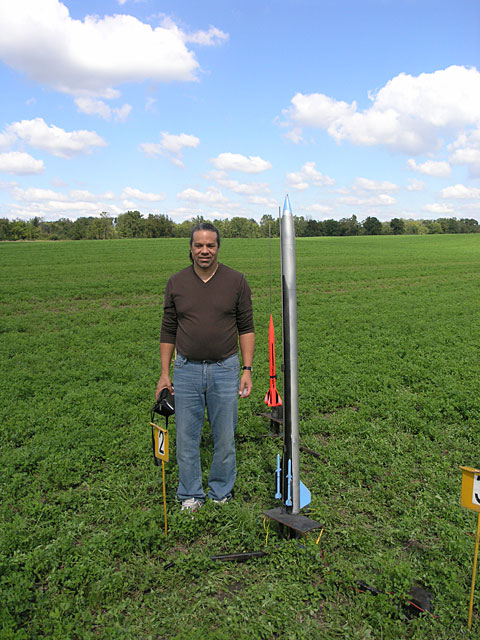 David Laine next to one of his futuristic scratch builds