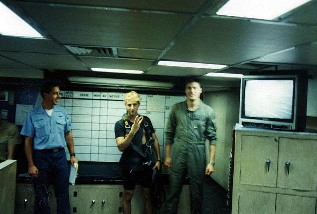 They rescued three people, and the plane guard destroyer got the other two.