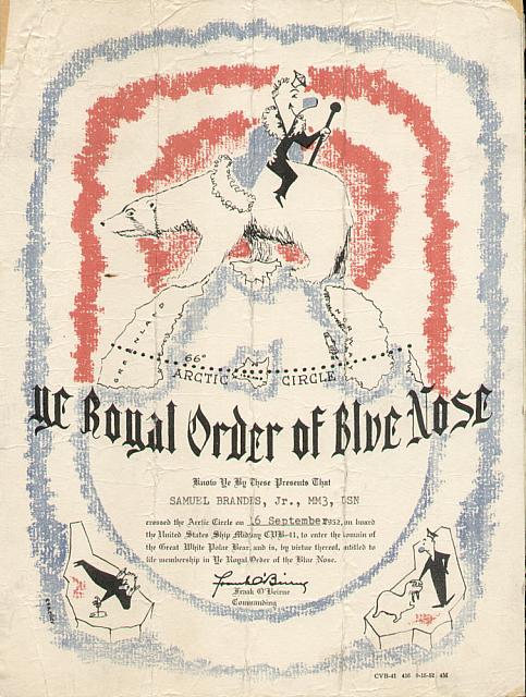 Sam Brandes' Blue Noser Certificate