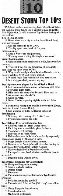 Desert Storm Top 10's - courtesy of Paul Jarvis