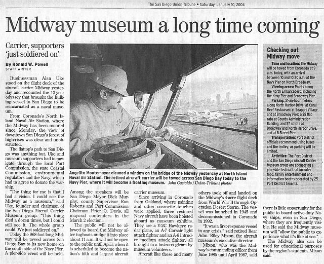 San Diego Union Tribune article - 10 January 2004