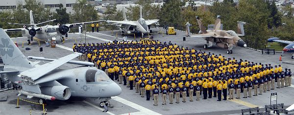 (Sept. 7, 2006) ? Chiefs and chief selectees from the San Diego area stand in formation during colors for Chief Petty Officers (