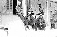 SNJ Crew at Cannes Airfield April 1953 L-R - R. Milburn, Joe Sinking, Toman, (Rear) CPO Broulette, Bob Allwine - courtesy of Bob