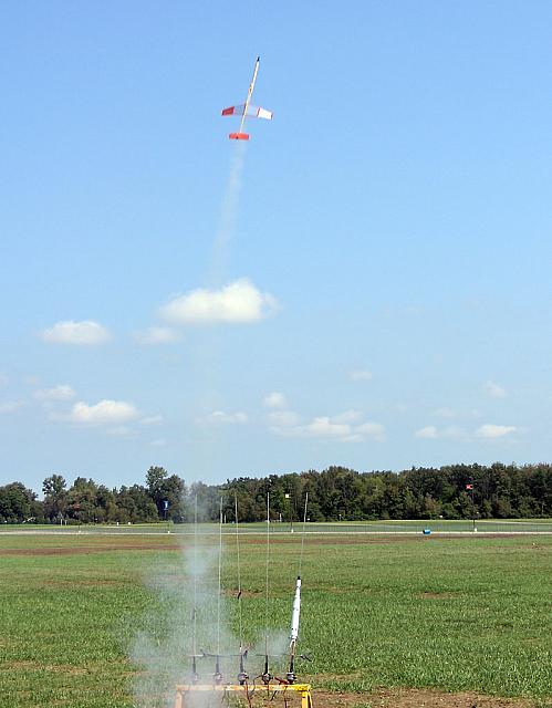My old NAR comp glider from NARAM 37. Built for C's I flew it on a B4-2 and almost lost it. I wish I had timed the flight!