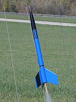 PA141423My Super Screamer on a B6-4. It hung on the rod a bit and then lawn darted. Thankfully no damage.