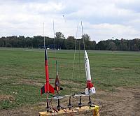 My Super Screamer on the left, Carl Wagoner's V-O 5 roc, and Bob Dickenson's Canadian Arrow