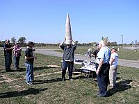 Roger Sadowsky being rewarded for all he does fo the club with a nose cone for his L3 project... or a hat.