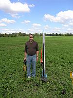 David Laine next to one of his futuristic scratch builds